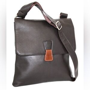 Nino Bossi California Black Leather Crossbody Messenger Bag
